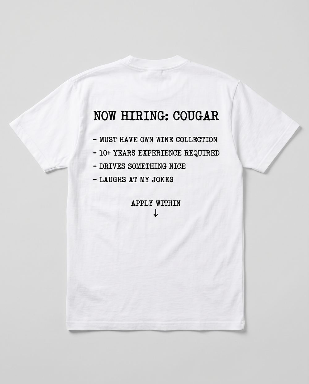 Now Hiring: Cougar job listing back print concept